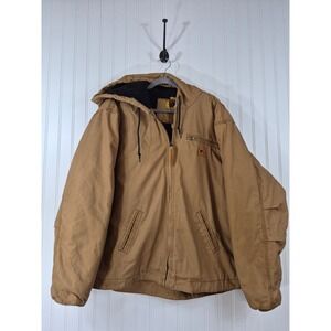 NEW Wells Lamont Men XL Tan Camel Duck Canvas Sherpa Lined Hooded Work Jacket